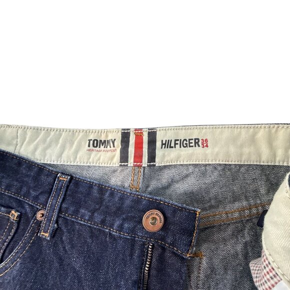 Tommy Hilfiger Mens Heritage Bootcut Denim Jeans Size 36x34 Dark Wash Streetwear - Picture 5 of 8